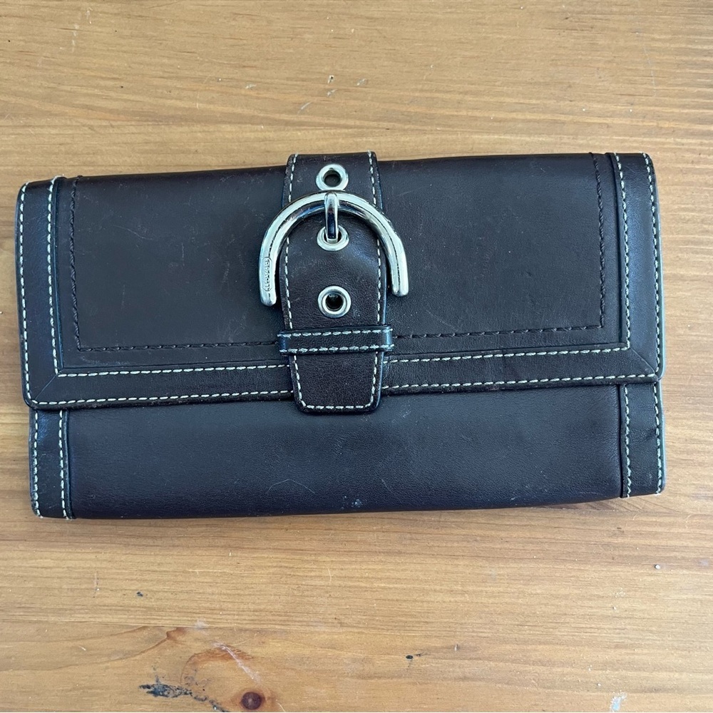 Classic Vintage COACH Brown Leather Soho Hampton Trifold Wallet 👜✨